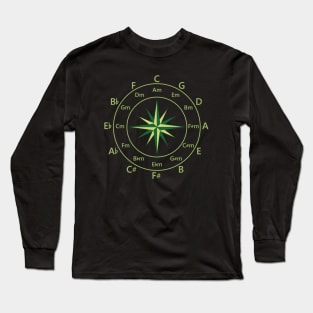 Circle of Fifths Compass Style Yellow Green Long Sleeve T-Shirt